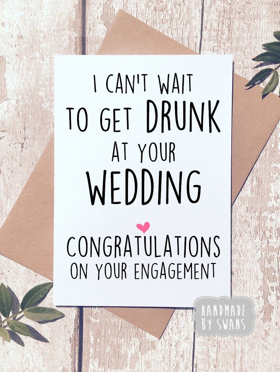 Engagement card, funny wedding card, funny engagement card, card for best friend