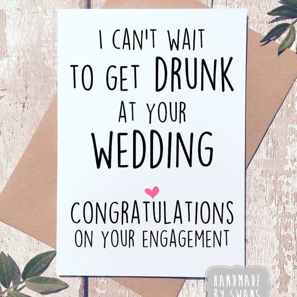 Engagement card, funny wedding card, funny engagement card, card for best friend