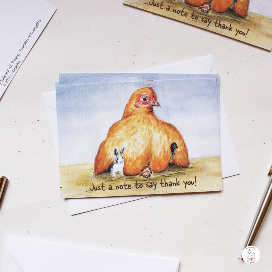 Chicken Thank You Cards - Hen Thank You Postcards - Designed By CottageRts