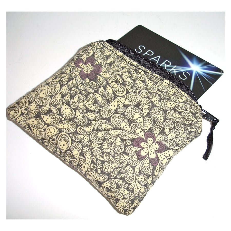 Liberty Fabric Cranford by Grayson Perry Zipped Purse Emo