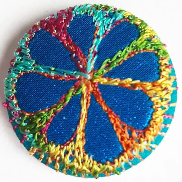 Buttons 1 inch button Hand Dyed Silks and Cottons Free Machine Embroidery Button