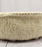 Hand Knitted cotton bowl - cream with gold thread - Image 2
