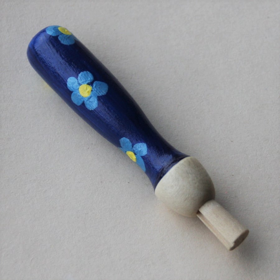 Forget-Me-Not needle grip - hand painted wooden tool for needle felting
