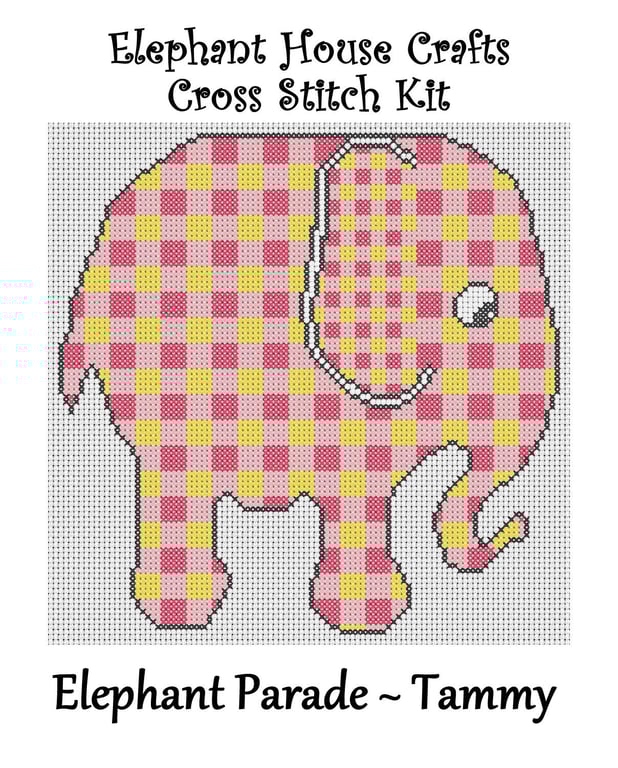 Elephant Parade Cross Stitch Kit Tammy Size Approx 7" x 7"  14 Count Aida