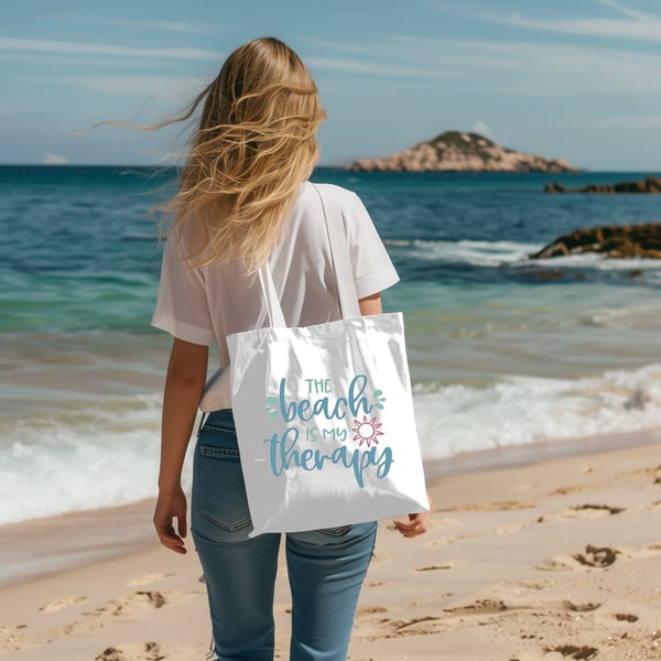Beach Therapy Tote Cotton Shopping Bag.