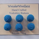 Yorkshire Buttons, Embellishments, Cotton Thread, Set of Six, Blue