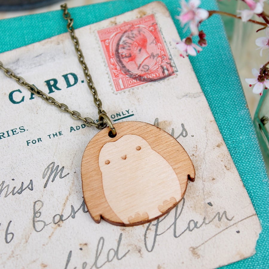 Wooden Penguin Necklace