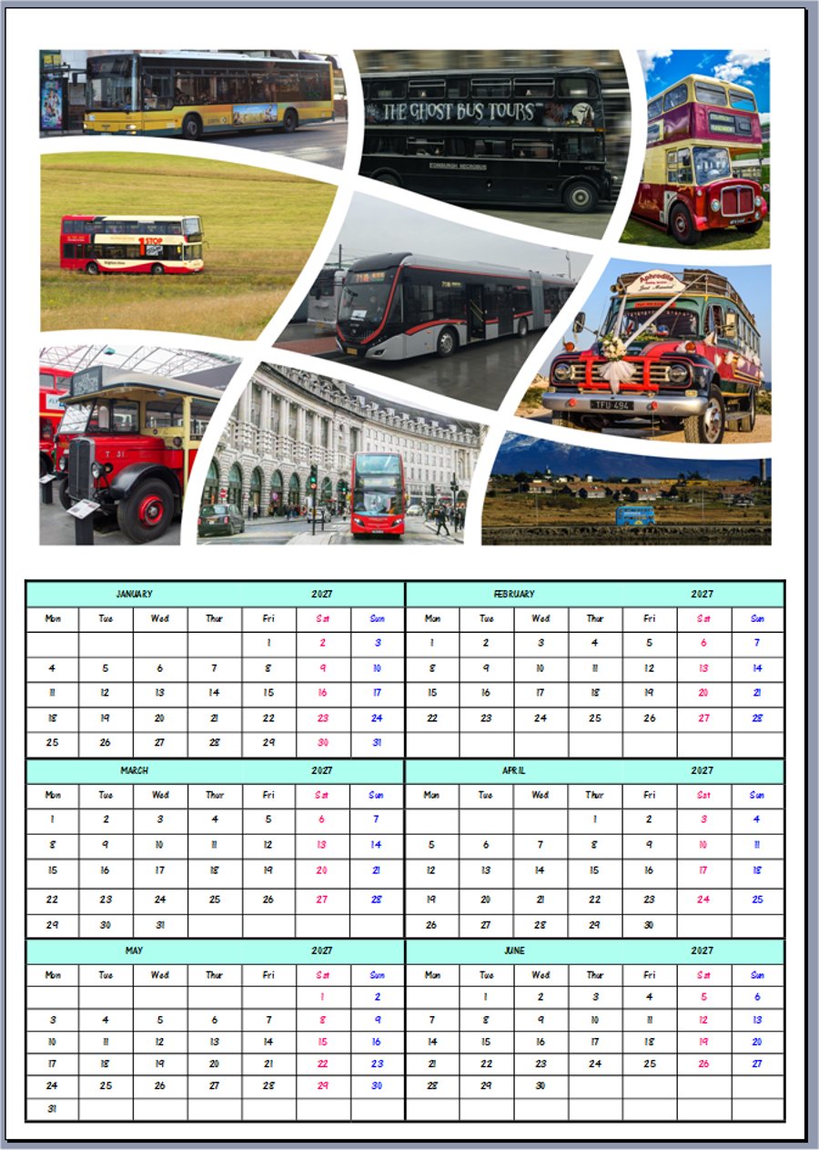 2027 A4 Buses Year At A Glance Card 