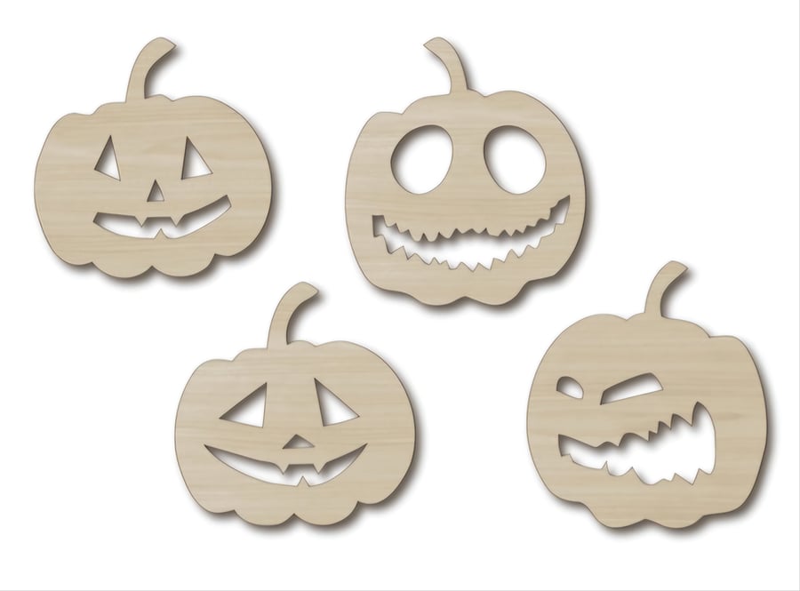 Halloween Coasters - Wooden Pumkin Design, 4 Pack
