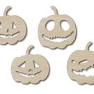 Halloween Coasters - Wooden Pumkin Design, 4 Pack