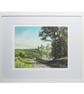 Countryside Art Print-Welsh Farmhouse Scene-Framed and Mounted 10x8-Wood Frame