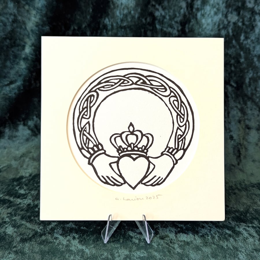 Claddagh Linocut Print