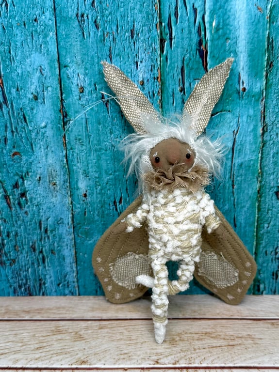 Spun Cotton Winter Moth Art Doll Taupe
