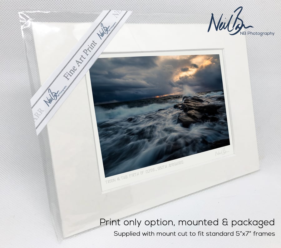 Stormy Sunset at Troon Ballast Bank, Ayrshire - A6 (7" x 5") Unframed Print