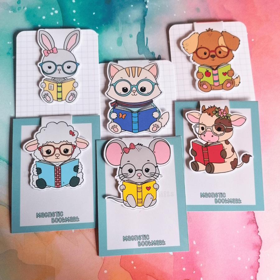 Reading Animals Magnetic Bookmark (pack of 6)