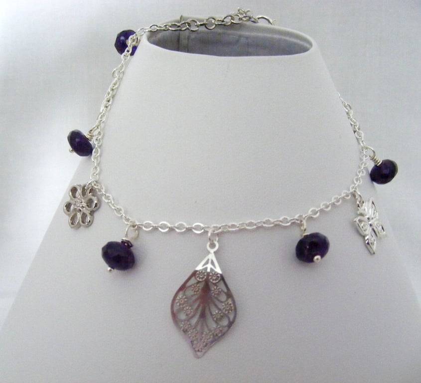 Amethyst Gemstone Anklet