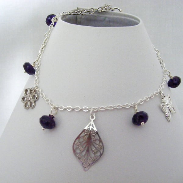 Amethyst Gemstone Anklet