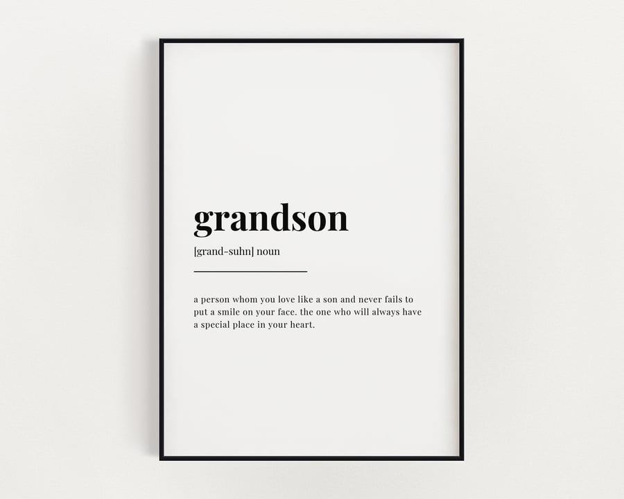 GRANDSON DEFINITION PRINT, Quote Wall Art, Gift For Grandson, Wall Art Print