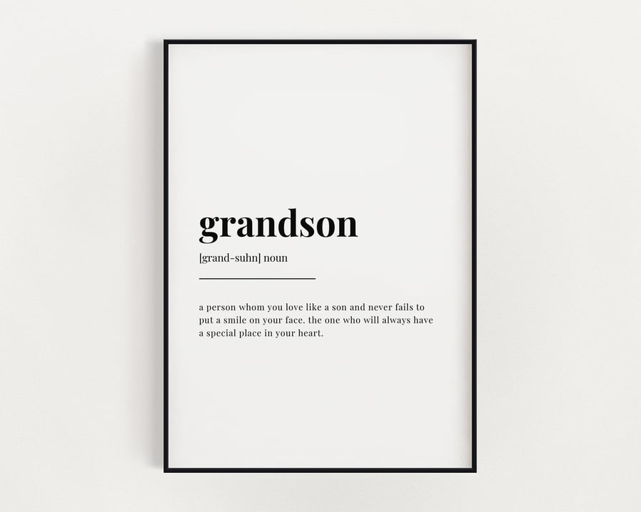 GRANDSON DEFINITION PRINT, Quote Wall Art, Gift... Folksy