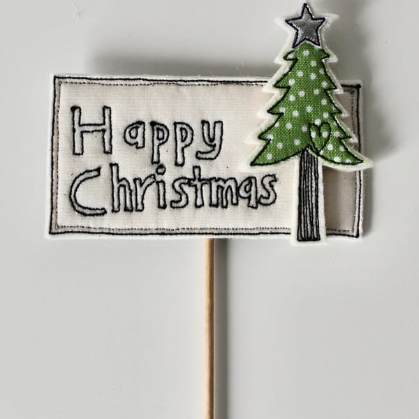 'Happy Christmas' - A Handmade Label on a Stick