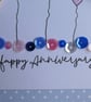 Happy Anniversary Card - Hearts, Flowers and Sequins - Blue and White Polka Dot - Image 7