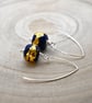 blue and gold leaf glass earrings - Image 2