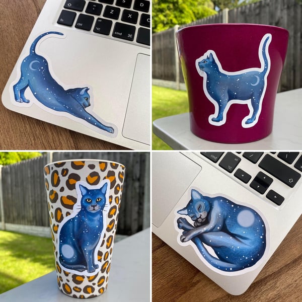 4 x Stickers - Cat Stickers! Scrapbooking, laptop decor, cat sticker set
