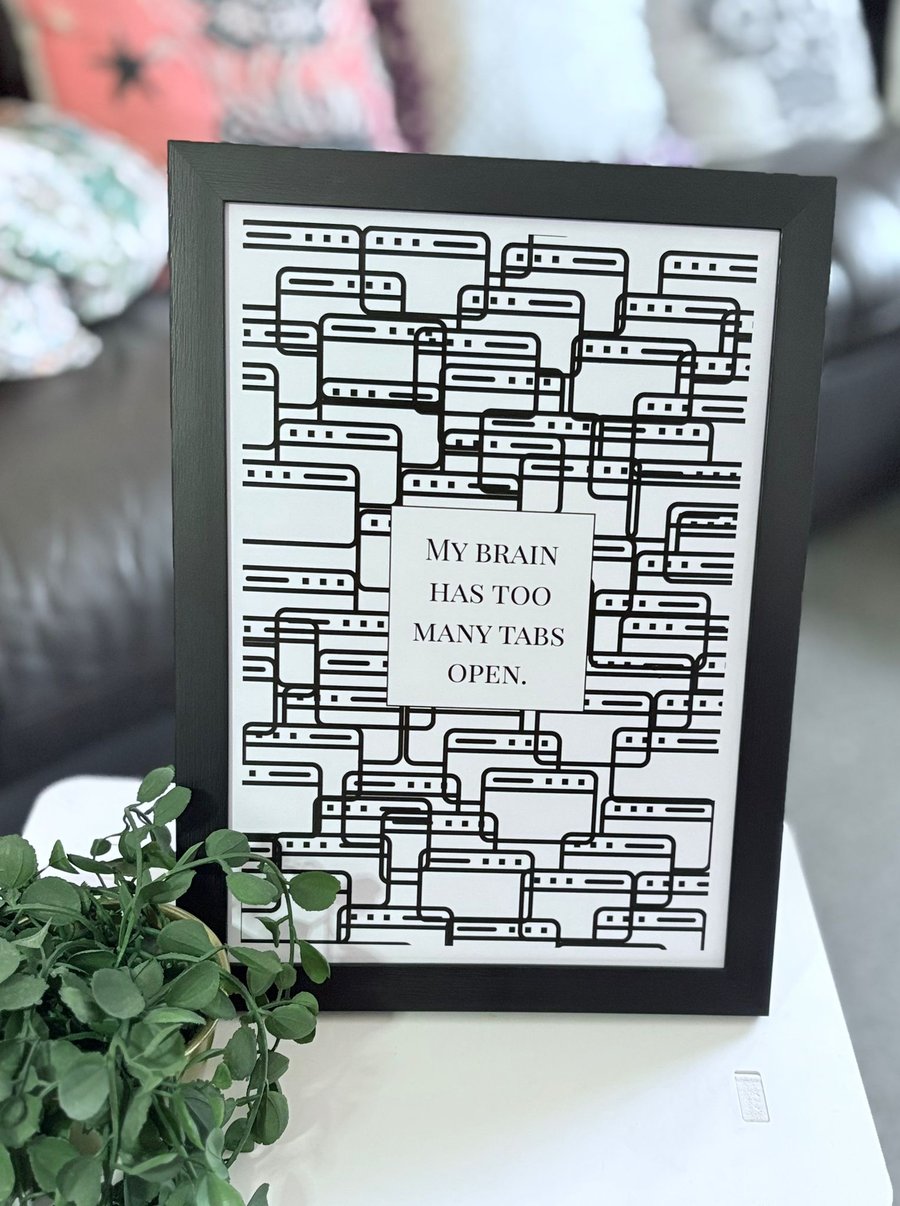 Printed and framed funny quote