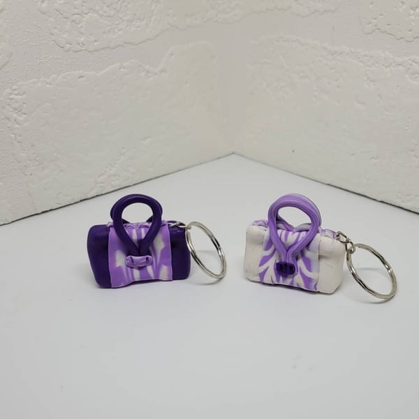 Polymer clay handbag keyring 112 scale miniature novelty gift