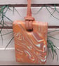 Bright orange rectangular polymer clay pendant  - Image 2