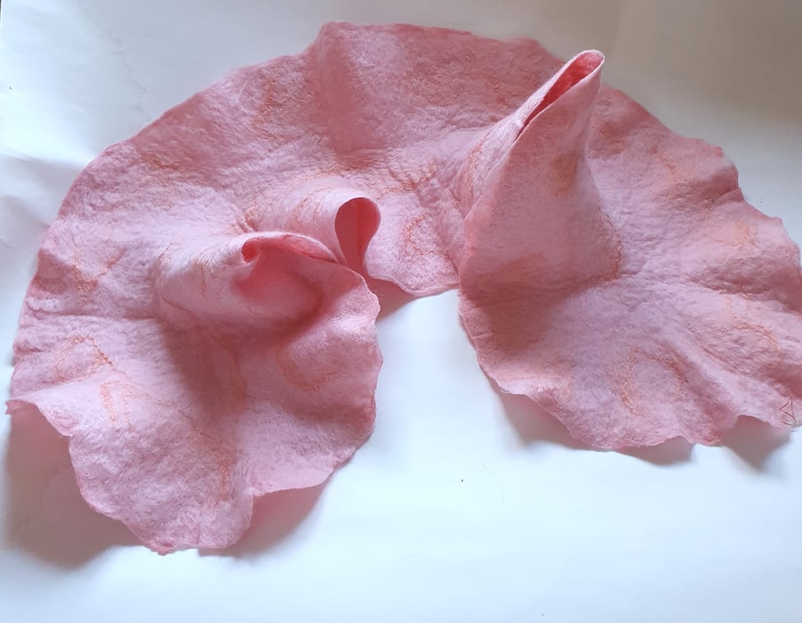 Salmon pink frilled scarf  