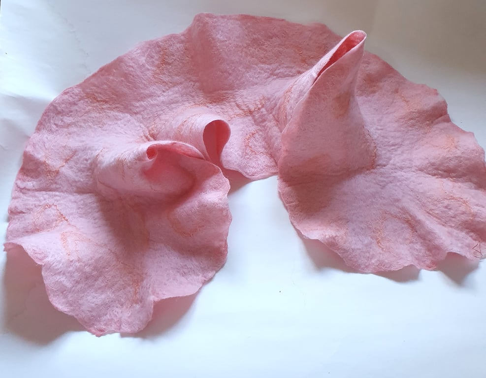 Salmon pink frilled scarf  
