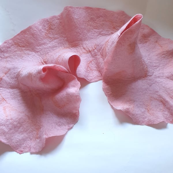 Salmon pink frilled scarf  