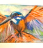 Kingfisher Original handmade needle felted wool painting 