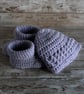 Crochet Lilac Blanket Hat Cardigan and Booties - Image 10
