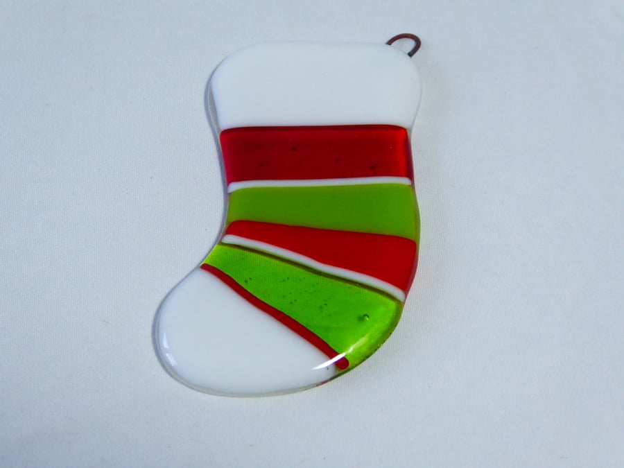 Fused glass stocking ornament - 9