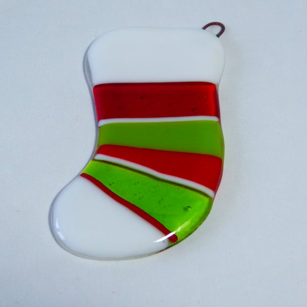 Fused glass stocking ornament - 9