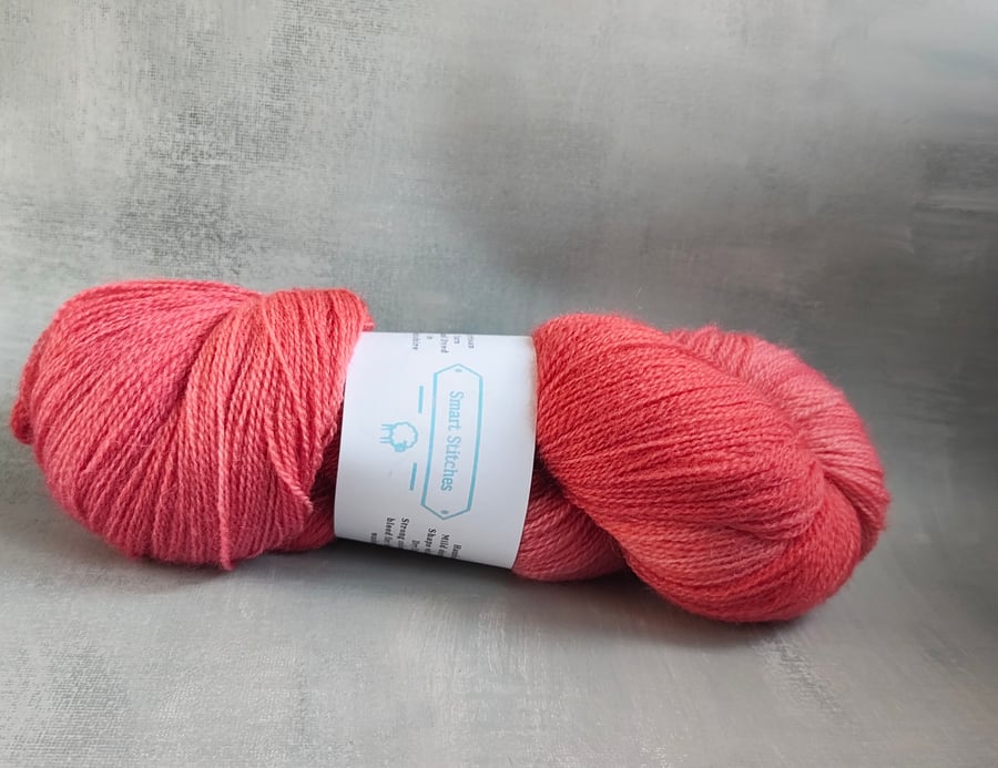 Pink Lace Weight British BFL Wool Yarn