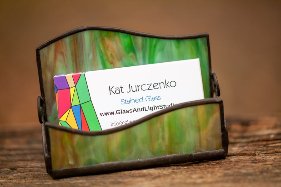 Stained glass business card holder