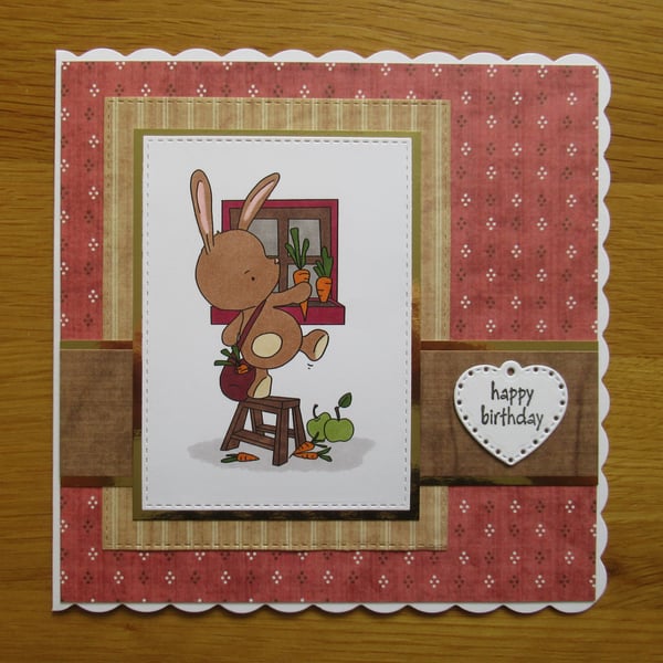 Picking Carrots - 7x7" Birthday Card