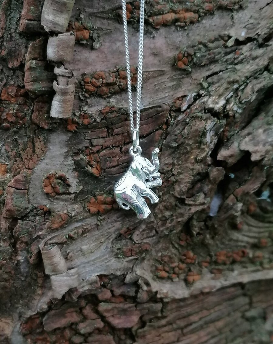Sterling Silver Elephant Pendant Necklace