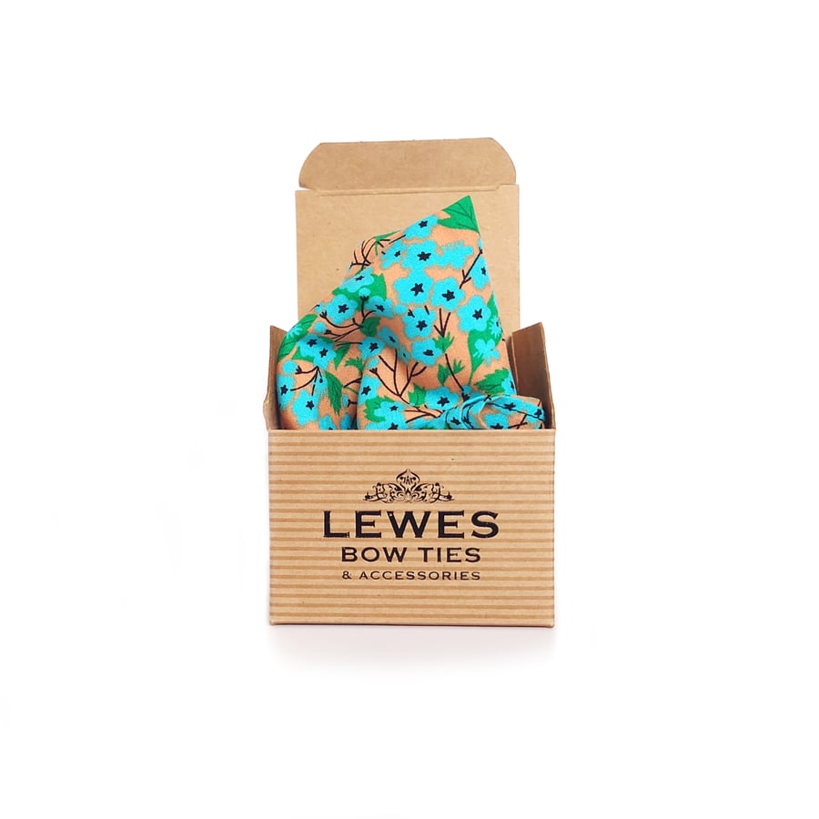 Turquoise floral pocket square