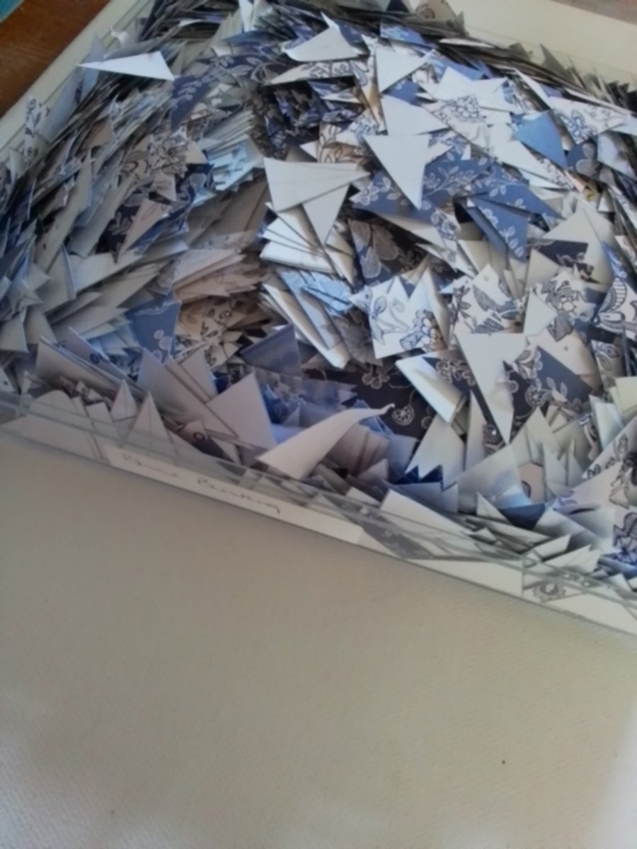 Paper bunting in shades of blues,whites and creams. CC874. Perfectly jmperfect