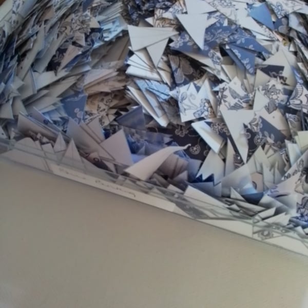 Paper bunting in shades of blues,whites and creams. CC874. Perfectly jmperfect