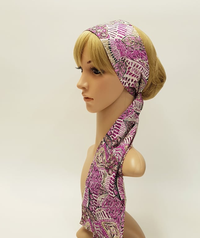 Long hair scarf, self tie hairband, pin up hair tie, skinny head scarf, bandanna
