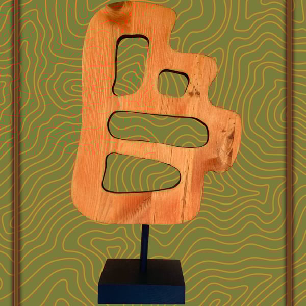 "Cipher" - abstract wooden sculpture 