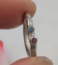 Hand Forged Molten Sterling Silver Ring – Apatite & Ruby