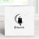 Forever Cat Greeting Card, Romantic Cat Card, Anniversary, Wedding Card.
