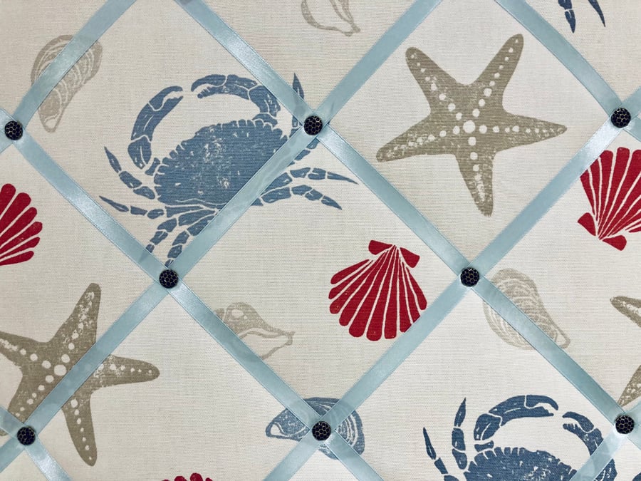 Seaside shells fabric notice board, memoboard, ... - Folksy