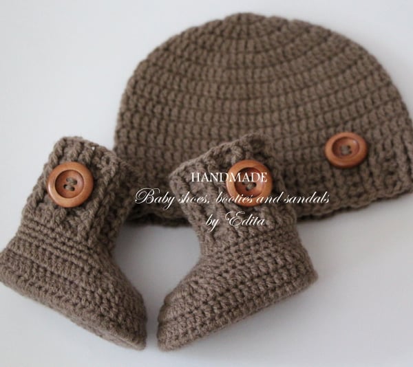 Crochet baby set, baby boy, girl, booties, hat, boots, shoes, beanie, 0-3 months